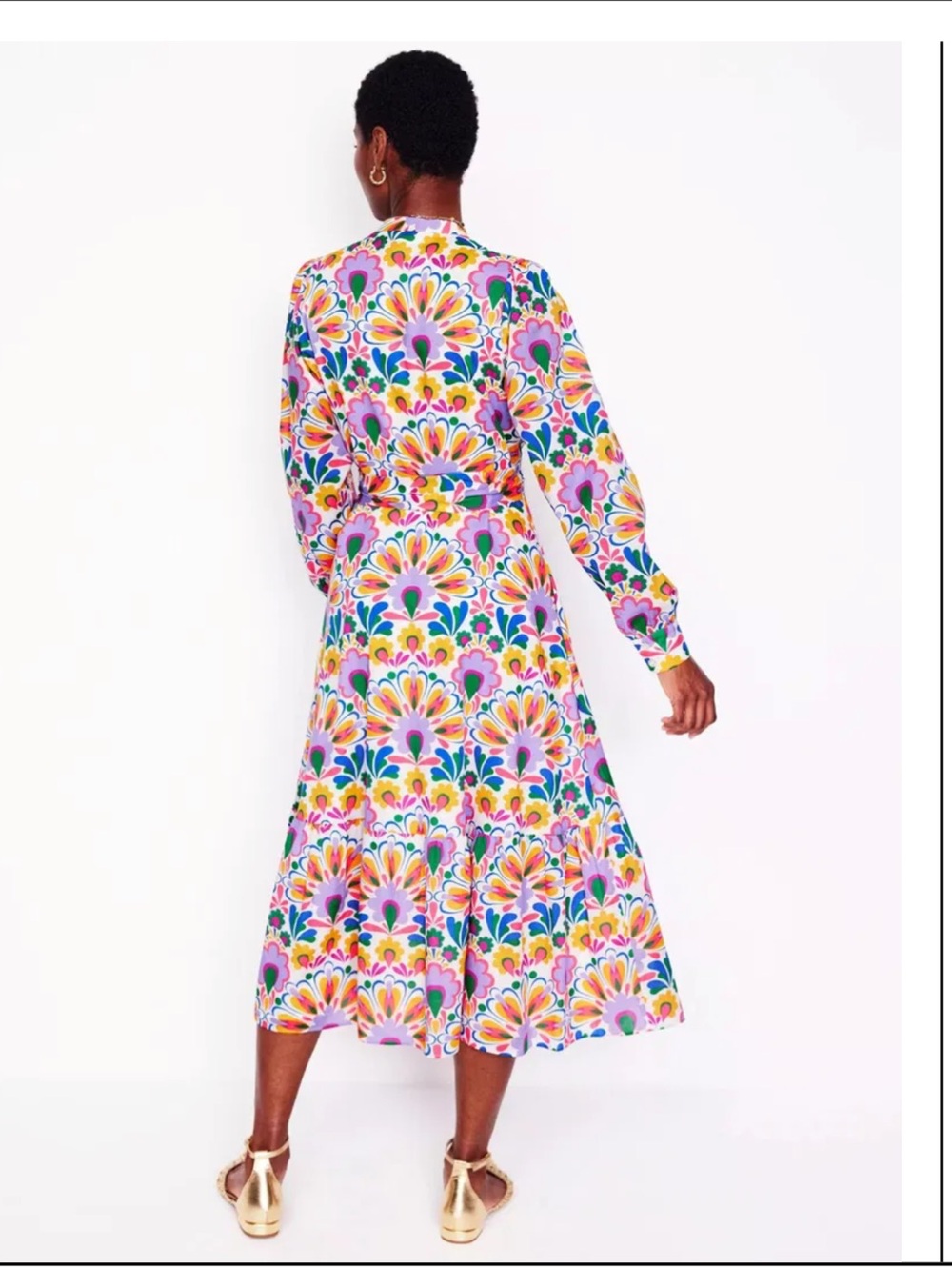Boden Mia Tiered Midi Shirt Dress Colorful US 6R - Picture 10 of 10